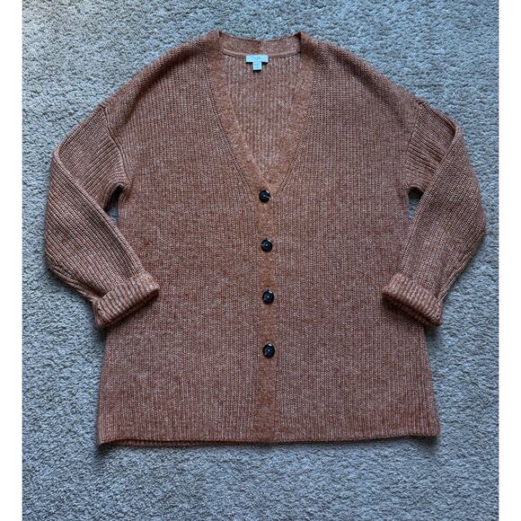 J. Jill Cotton Blend Long Sleeve V-Neck Knit Cardigan Sweater Orange Women Sz SP - Picture 3 of 9